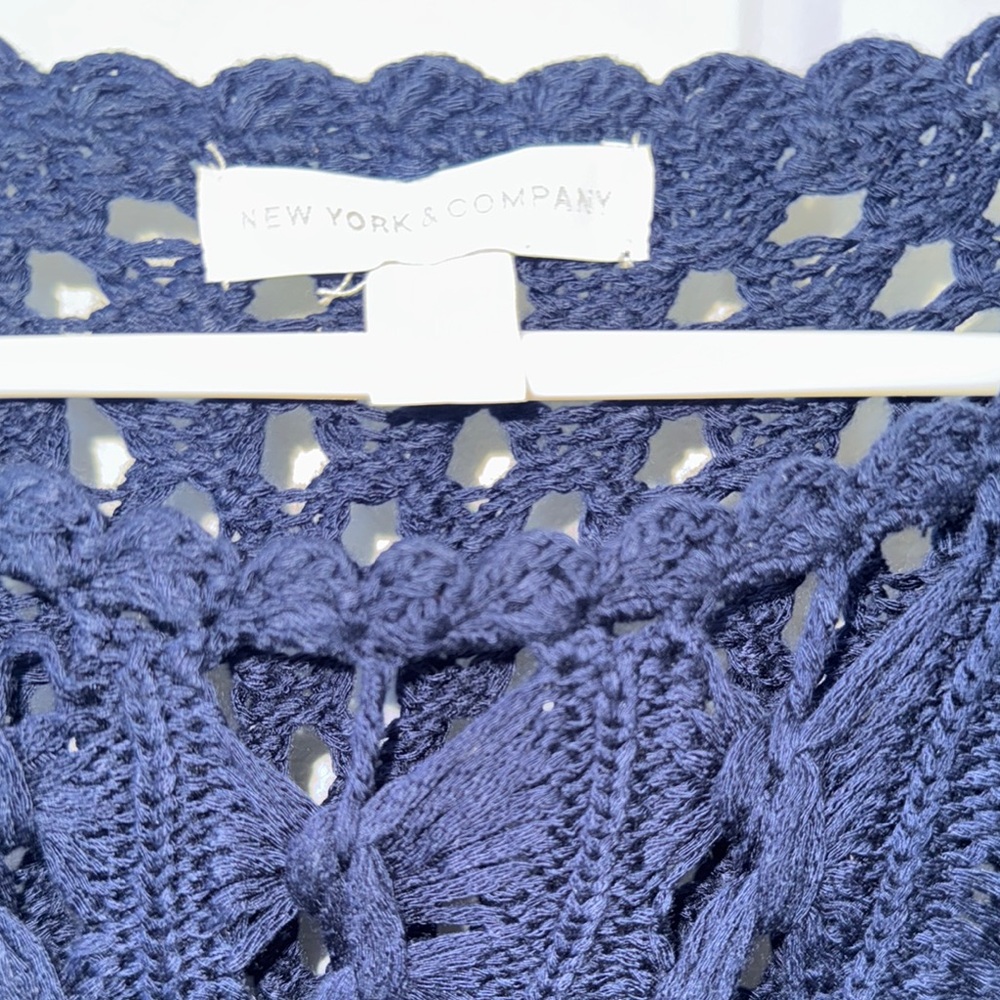 New York & Company Navy Crochet Top - Picture 3 of 5